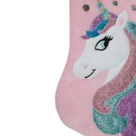 Northlight 20.5" Pink Velvet Unicorn With Sequins Christmas Stocking image {1}
