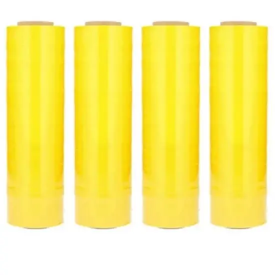 PSBM 4 Rolls Yellow 15 in. x 1476 Ft. 30 Gauge Pre-Stretch Cast Hand Pallet Wrap image {1}