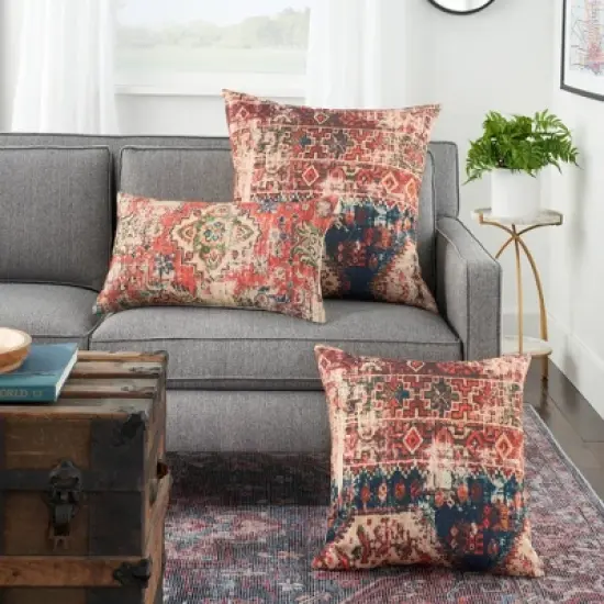  Persian Print Square Throw Pillow Red - Nicole Curtis image {3}
