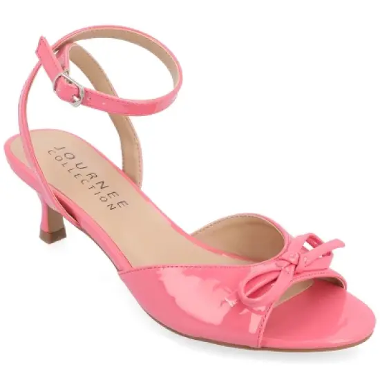 Journee Collection Womens Jennifer Kitten Heel Ankle Strap Open Toe Pumps image {11}