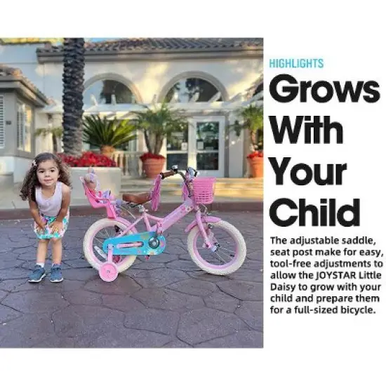 JOYSTAR Little Children Girls Bike for Kids with Doll Carrier, Basket, Training Wheel image {7}