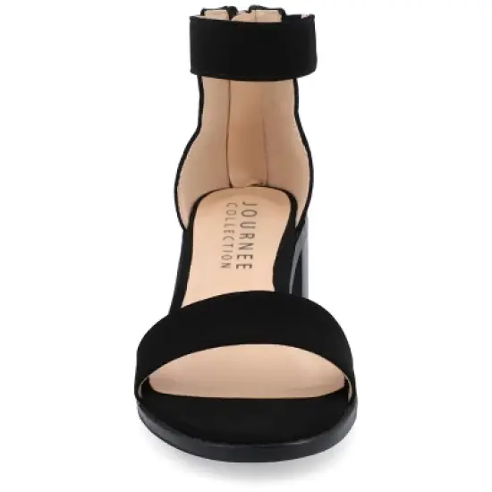 Journee Collection Womens Percy Low Stacked Heel Back Heel Zip Sandals image {5}