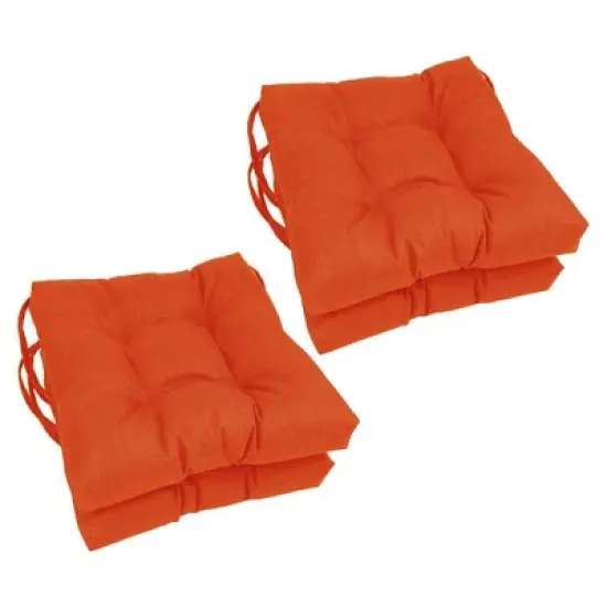 Blazing Needles, 16-inch Spun Polyester Solid Outdoor Square Tufted Chair Cushions (Set of 4) image {14}