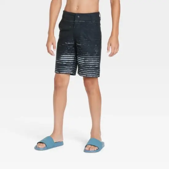 Boys' Striped Hybrid Swim Trunks - art class&trade; Black image {3}