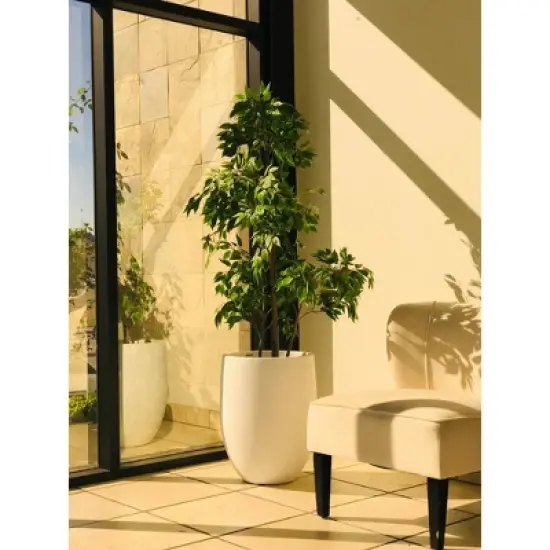 Rosemead Home & Garden, Inc. 17" Wide Modern Concrete Indoor Outdoor Planter Pot Pure White image {6}