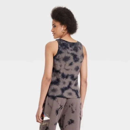 Women's Afro Unicorn Graphic Tank Top - Brown Tie-Dye image {1}