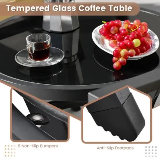 Costway 5PCS Patio Wicker Conversation Set Space Saving Cushions Chairs with Ottomans Table image {4}