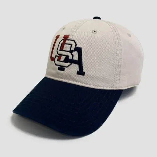 Men's Two Tone USA Baseball Hat - White/Navy Blue image {2}
