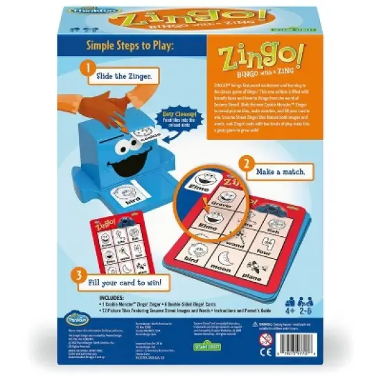 Ravensburger ThinkFun Zingo! Sesame Street Board Game: Reading Educational Game for 2-6 Players, Includes Cards & Tiles image {1}