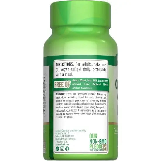 Nature's Truth Vegan Omega 3 Softgels | 60 Count | Algae Oil Formula with DHA | Non-GMO & Gluten Free Supplement image {6}