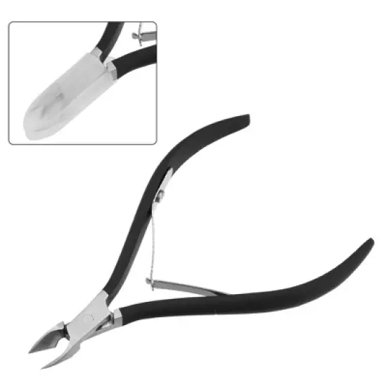 Unique Bargains 1 Set Stainless Steel Easy Grip Toe Nail Clippers for Thick Nail Nipper Pedicure Tool Nail Art Clipper Feet Care Tool Black image {2}