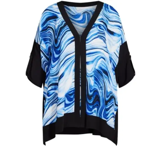Women's Plus Size Stella Print Jacket - azure | AVENUE image {2}