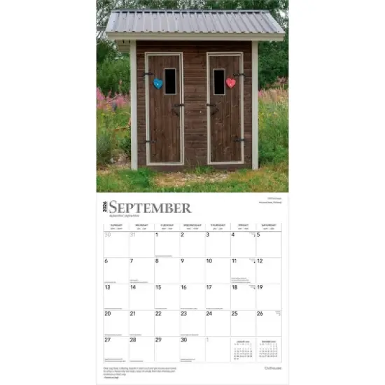 BrownTrout Outhouses 2026 12"x24" Hanging Square Wall Calendar Plastic-Free image {3}