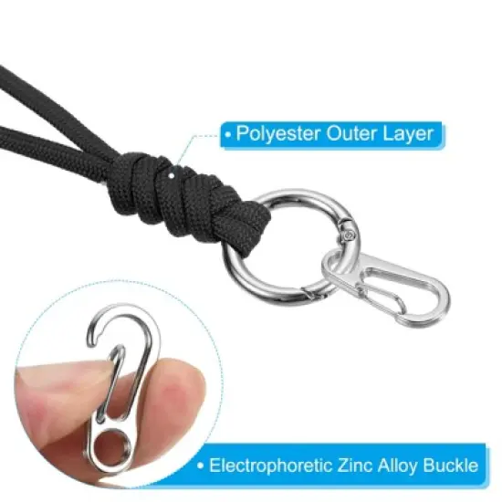 Unique Bargains Braided Wrist Strap Key Whistle Wallet Badge Lanyard 8.7" with Spring O Ring image {4}