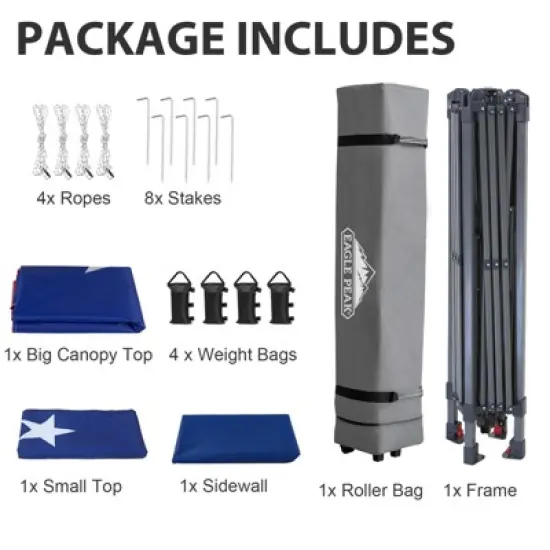 EAGLE PEAK 13'x13' Pop up Canopy Tent w/ One Wall,Portable Sun Shelter for Camping image {7}