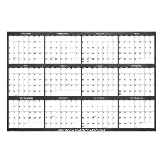 2025 Wall Calendar 24" x 36" Chalkboard Designer Series, Large SwiftGlimpse Erasable: Lay-Flat, Black Wash, All Ages image {4}
