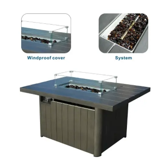 Moda Furnishings 24.6'' H x 51.97'' W Aluminum Propane Outdoor Fire Pit Table image {6}