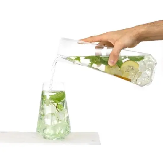 JoyJolt Infiniti Water Pitcher - 43 oz Deluxe Crystal Glass Lemonade Pitcher image {3}