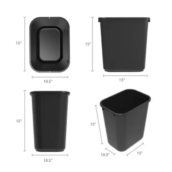 Storex 7 Gallon Waste Basket, Black image {2}