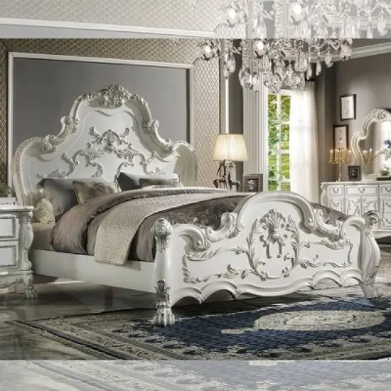 91" Queen Bed Dresden Traditional Carved Design & Claw Feet - Acme Furniture image {6}