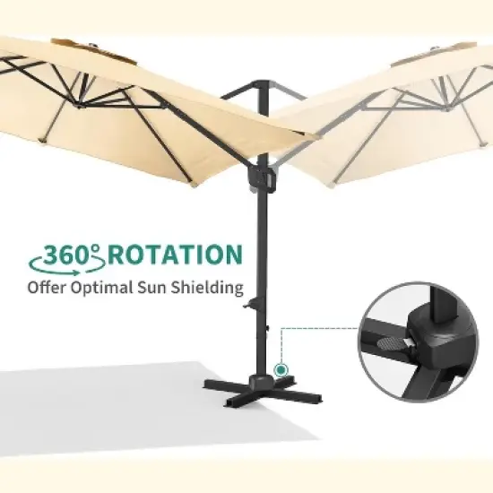 10ftx10ft Cantilever Patio Umbrella with Base,umbrella outdoor patio,360 Rotation outdoor umbrella with Stand for Deck,Pool,Backyard image {3}
