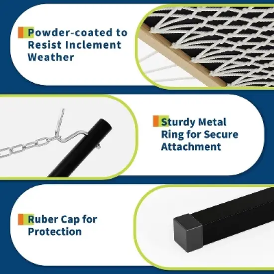 Hammocks 2 Person Hammock with Collapsible Steel Frame, Double Rope Hammock with Polyester Pad, 450lb Support, UV-Resistant image {6}