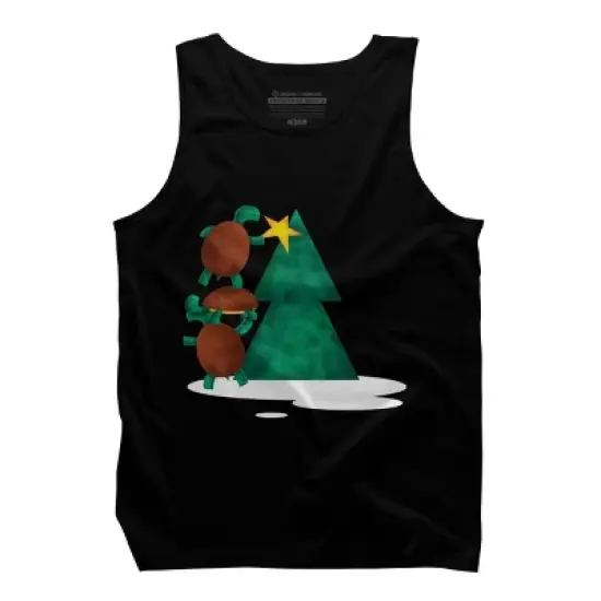 Men's Design By Humans Christmas Tree Turtle By moredesignsplease Tank Top image {4}