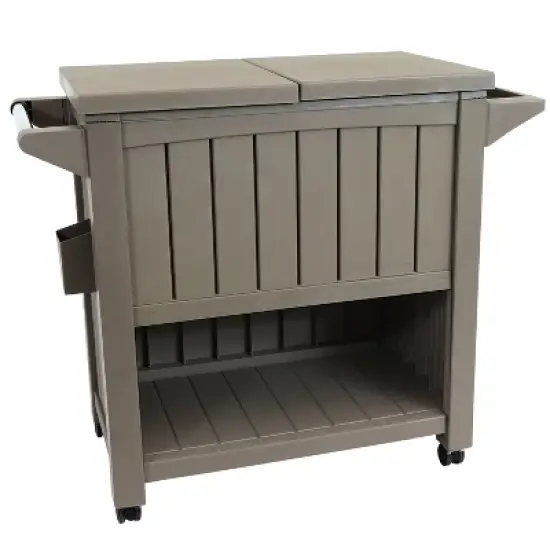 Sunnydaze Rolling Patio Serving Cart with Prep Table, Cooler and Storage image {12}