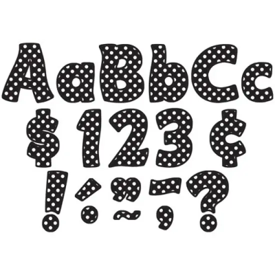 Teacher Created Resources&reg; Black Polka Dots Funtastic Font 4" Letters Combo Pack, 208 pieces. image {1}