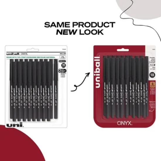 uniball 18ct Onyx Rollerball Pens Black Fine Point 0.7mm Black Ink: Fade-Resistant, School Supplies, Pocket Clip image {2}