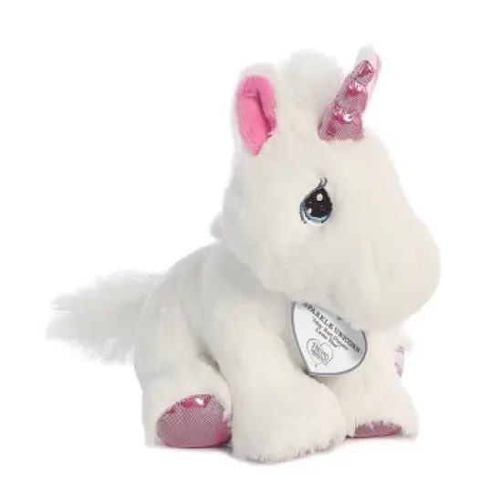 Aurora Precious Moments 8.5" Sparkle Unicorn White Stuffed Animal image {1}