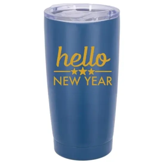 100 North 20 Ounce Stainless Steel On the Go Travel Tumbler With Push Top Lid, Hello New Year Blue image {5}