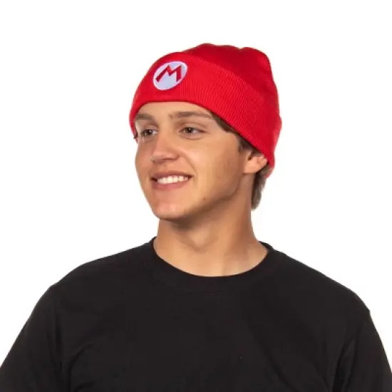 Nintendo Beanie | Super Mario Bros. Mario and Luigi Embroidered Patch 2-Pack Knit Cuffed Cold Weather Beanie Set For Men and Women Multicolored image {1}