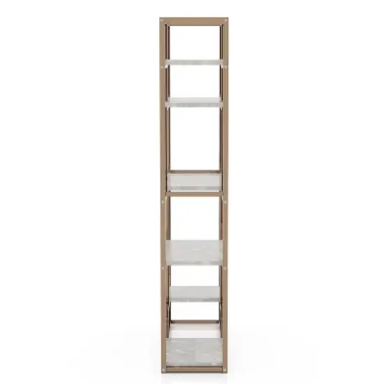 70.25" Amstil 6 Shelf Display Bookcase Champagne - miBasics image {3}