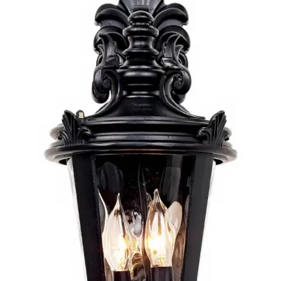 John Timberland Casa Marseille Vintage Rustic Outdoor Wall Light Fixture Textured Black Scroll 21 3/4" Clear Hammered Glass for Post Exterior Barn image {2}
