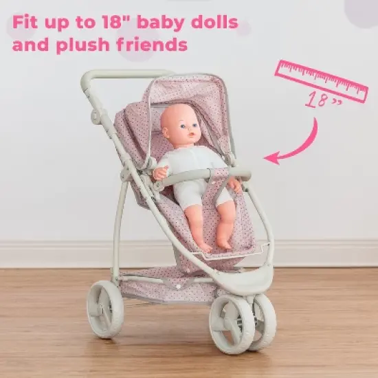 Olivia's Little World 2 in 1 Baby Doll Stroller Pram Foldable Pink/Grey OL-00009 image {4}