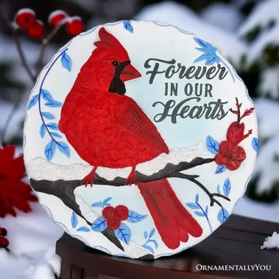 Forever in our Hearts Cardinal Stepping Stone, 9.5" Winter Garden Decorative Resin Figurine| OrnamentallyYou image {7}