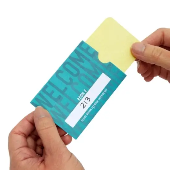 Stockroom Plus 500 Pack Hotel Key Card Envelopes, Key Sleeve for Residents, Motel, Printed Card Sleeves, Welcome Guests, Teal, 2.4x3.5 in image {4}