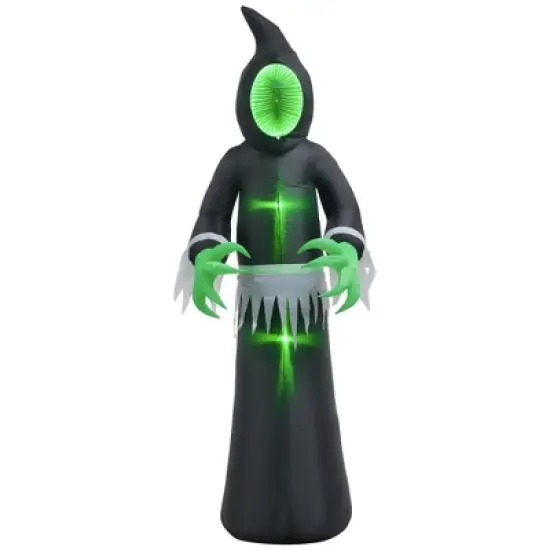 Whisen Inflatable Halloween Decoration Mirror Face Ghost, Blow Up Outdoor LED Yard Display, Waterproof - Black image {7}