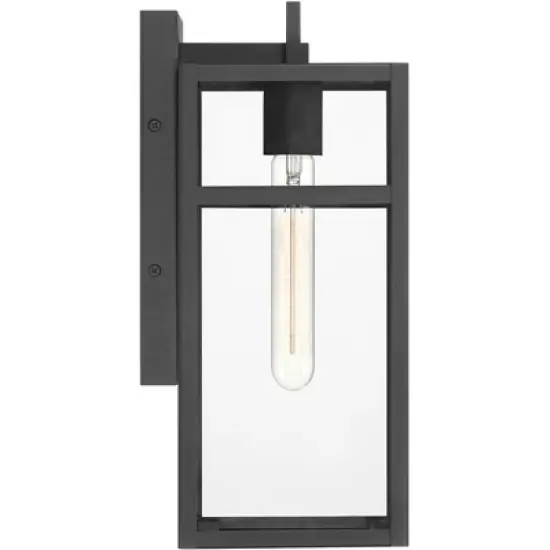 John Timberland San Lucas 14 1/2" High Modern Outdoor Wall Light Fixture Mount Porch House Set of 2 Weatherproof Sand Black Metal Clear Glass Shade image {7}