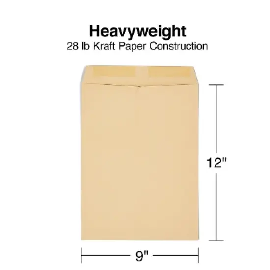 Staples Gummed Catalog Envelopes 9"L x 12"H Brown 100/Box (SPL194969) ST50190-CC image {2}