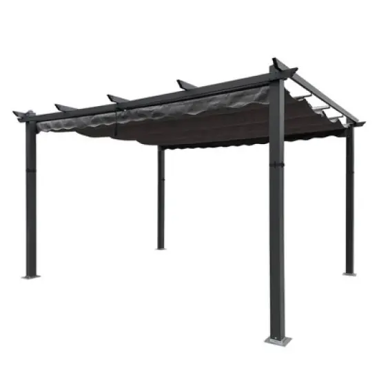 Outdoor Retractable Pergola, Patio Sunshelter Pergolas With Canopy, 13'x10' Aluminum Frame Rain-Proof Pavilion For Gardens, Terraces, Backyard image {7}