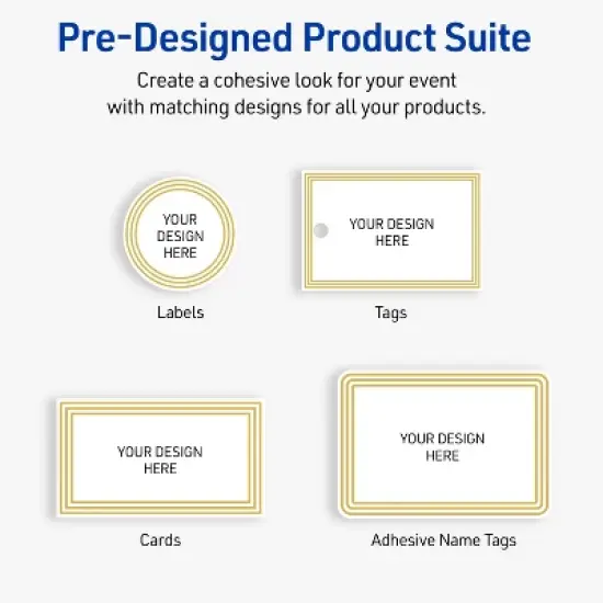 Avery Printable Square Labels, Gold Multi-Lined Border, 3" x 3", Matte White Square Labels, Permanent, Laser/Inkjet, 60ct, Great for Product Labels image {6}