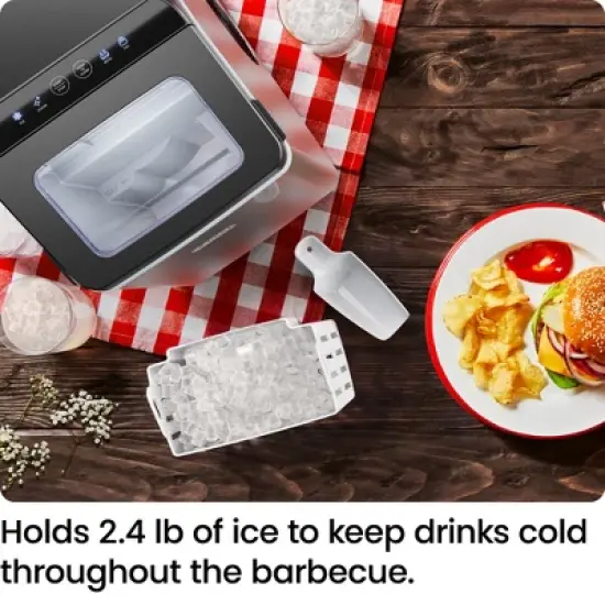 ICEMAN Pebble Countertop Ice Maker with Ice Scoop and Basket - Stainless Steel image {4}