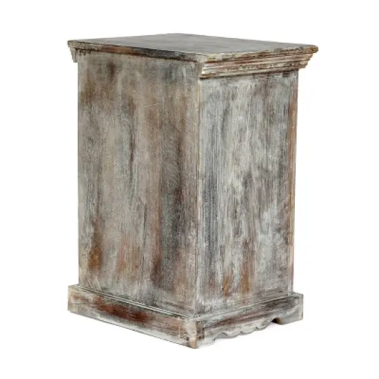 Tijeras Handcrafted Boho Mango Wood Nightstand Distressed White - Christopher Knight Home image {3}