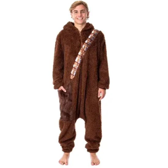 Star Wars Adult Chewbacca Chewie Kigurumi Costume Union Suit Pajama Brown image {4}