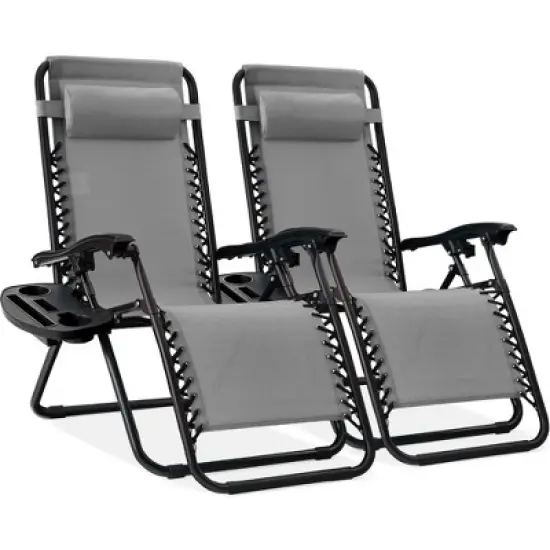 Best Choice Products Set of 2 Zero Gravity Lounge Chair Recliners for Patio, Pool w/ Cup Holder Tray image {21}
