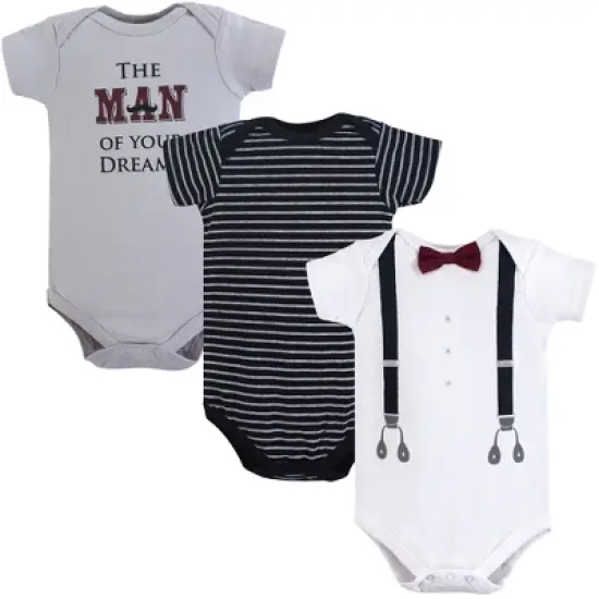 Little Treasure Baby Boy Cotton Bodysuits 3pk, Man Of Your Dreams image {1}