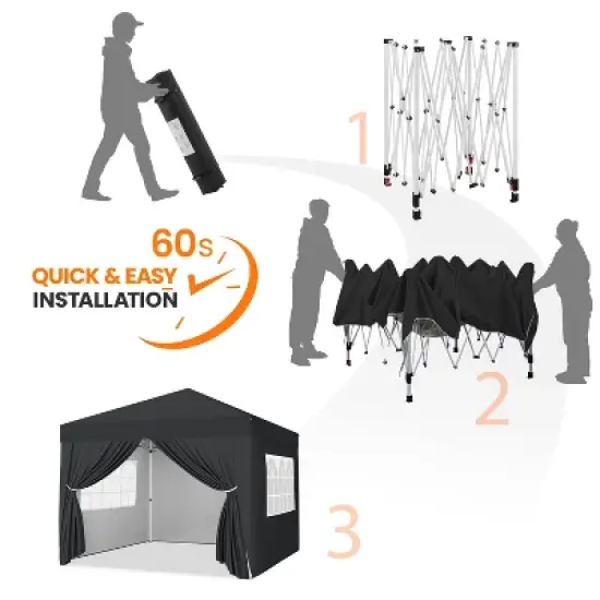 Yaheetech 12x12 FT Pop Up Canopy Tent with 4 Sidewalls and Roller Bag image {4}