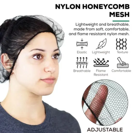 Bison Life Alphanet Disposable 24" Nylon Honeycomb Hair Net for Women & Men - 100 Pcs image {1}